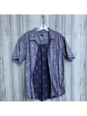 Earthbound Trading Co. Reverse Print Inside Out Aztec Southwest Slim Shirt - S